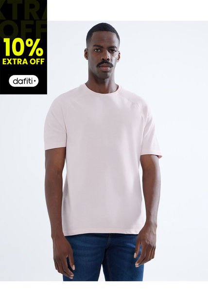 Camiseta Para Hombre Manga Corta Color Rosa Pastel Marca Seven Seven #45092549