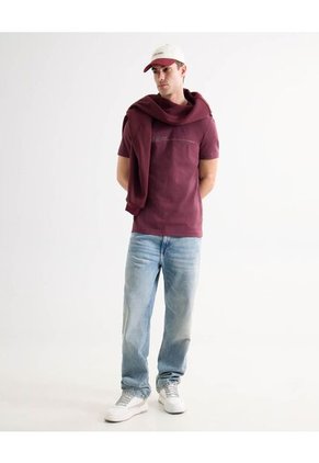 Camiseta Para Hombre Manga Corta Cuello Redondo Color Vino Marca Seven Seven #45092751