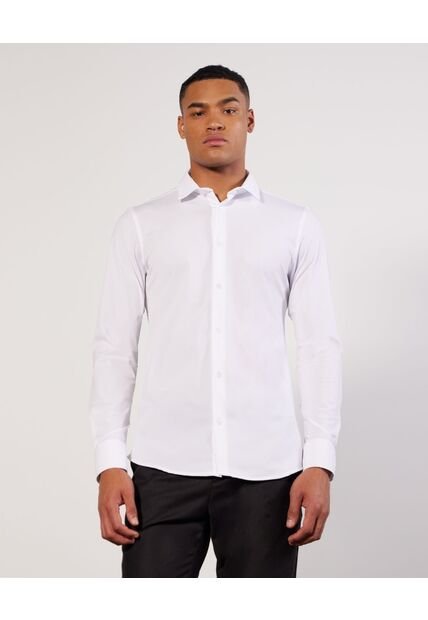 Camisa Cuello Gales  Para Hombre Blanco Seven Seven