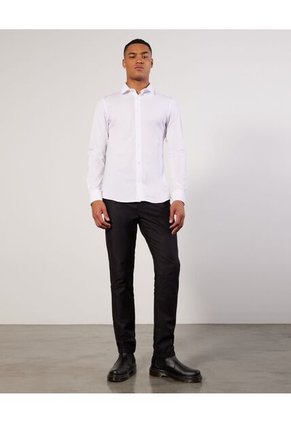 Camisa Cuello Gales  Para Hombre Blanco Seven Seven