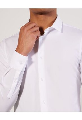 Camisa Cuello Gales  Para Hombre Blanco Seven Seven