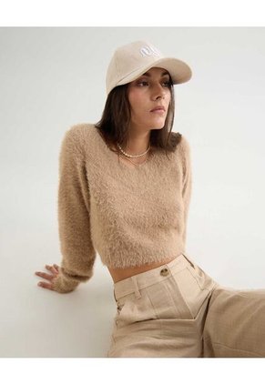 Saco Para Mujer Cuello V Color Camel Marca Seven Seven #28330661