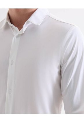 Camisa Cuello Gales  Para Hombre Blanco Seven Seven