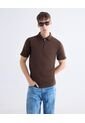 Polo Tejido Con Zipper  Para Hombre Café Seven Seven de Seven Seven