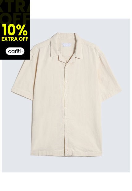Camisa Para Hombre Manga Corta  Color Crema Marca Seven Seven #45012076