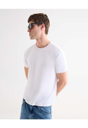 Camiseta Básica Cuello Redondo  Para Hombre Blanco Seven Seven