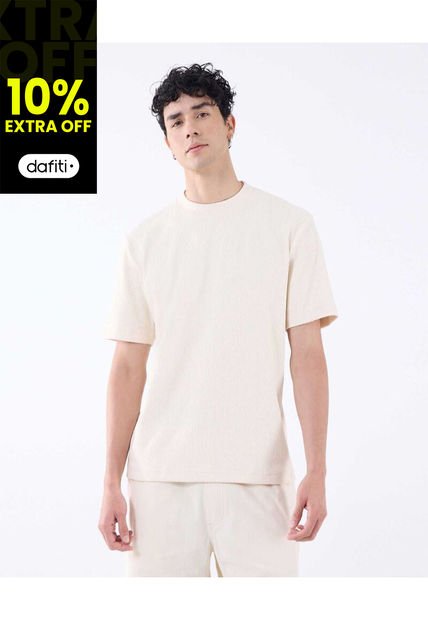 Camiseta Para Hombre Manga Corta Color Crema Marca Seven Seven #45092606