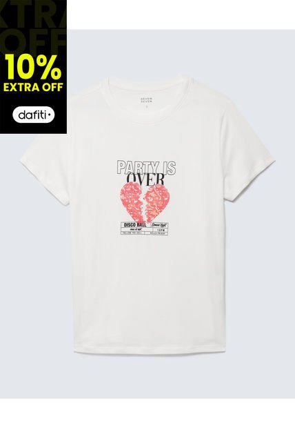 Camiseta Para Mujer Manga Corta Color Crema Marca Seven Seven #28096124