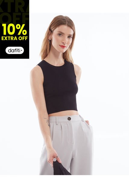 Camiseta Para Mujer Manga Sisa Cuello Redondo Color Negro Marca Seven Seven #28095505