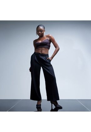 Crop Top Para Mujer Manga Sisa Color Negro Marca Seven Seven #28095607