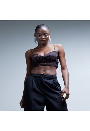 Crop Top Para Mujer Manga Sisa Color Negro Marca Seven Seven #28095607