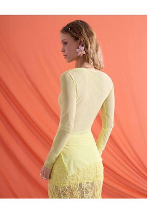 Camiseta  Para Mujer Manga Larga Moda Color Amarillo Marca Seven Seven #28098282