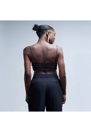 Crop Top Para Mujer Manga Sisa Color Negro Marca Seven Seven #28095607