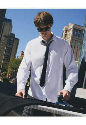 Camisa Para Hombre Manga Larga Cuello Casual M Color Blanco Marca Seven Seven #45011951