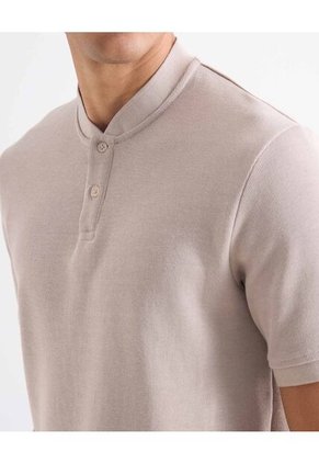 Polo Cuello Mao Con Botonadura  Para Hombre Taupe Seven Seven