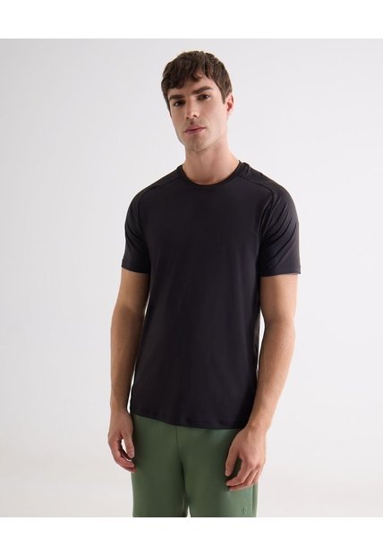 Camiseta Deportiva Texturizada  Para Hombre Negro Seven Seven