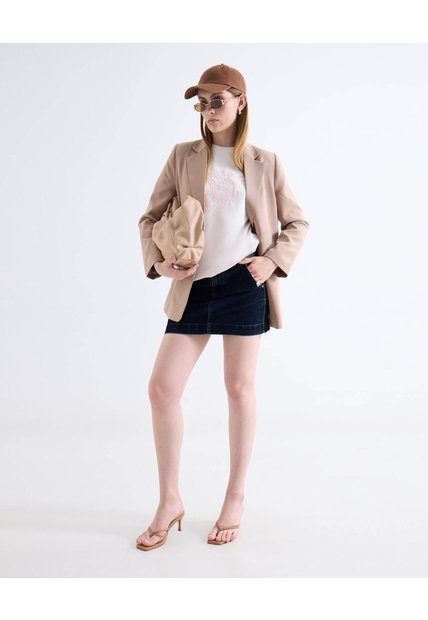 Falda Mini En Denim Oscuro  Para Mujer Negro Seven Seven