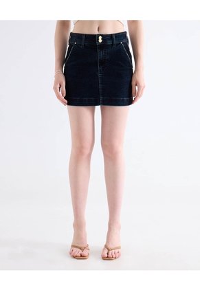 Falda Mini En Denim Oscuro  Para Mujer Negro Seven Seven