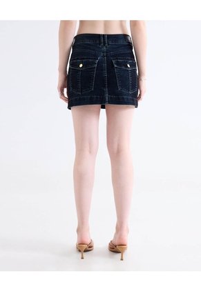 Falda Mini En Denim Oscuro  Para Mujer Negro Seven Seven