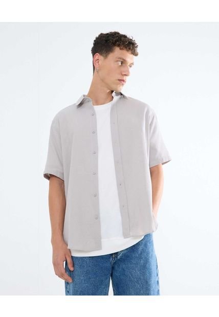Camisa Para Hombre Manga Corta  Color Gris Claro Marca Seven Seven #45012061
