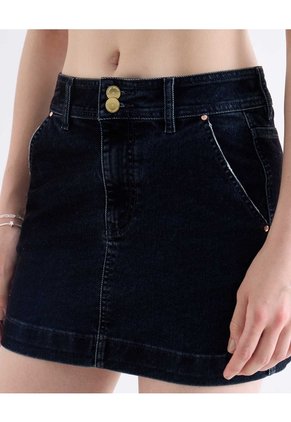 Falda Mini En Denim Oscuro  Para Mujer Negro Seven Seven