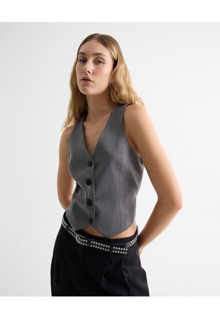 Chaleco Para Mujer Plano Color Gris Marca Seven Seven #28250135