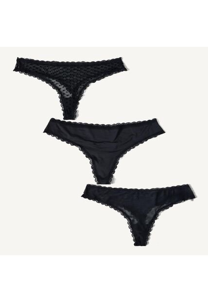 Panty Para Mujer Tanga Color Negro Marca Seven Seven #28800084