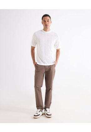 Camiseta Calada Tejida  Para Hombre Hueso Seven Seven