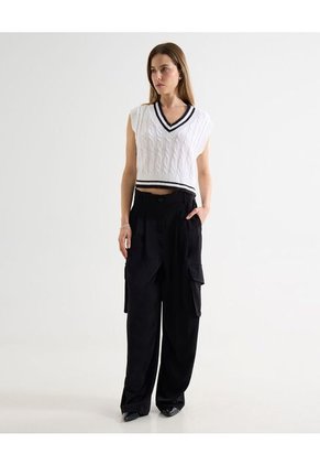 Pantalon Tipo Cargo  Para Mujer Negro Seven Seven