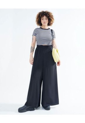 Crop Top A Rayas  Para Mujer Negro Seven Seven