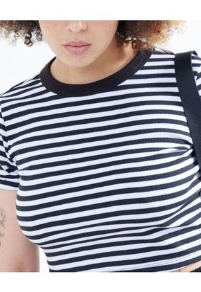 Crop Top A Rayas  Para Mujer Negro Seven Seven