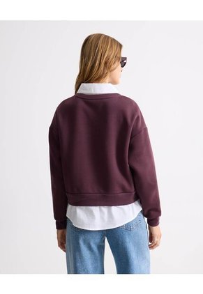 Buzo Cuello Camisa Integrado  Para Mujer Vino Seven Seven