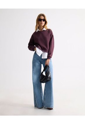 Buzo Cuello Camisa Integrado  Para Mujer Vino Seven Seven