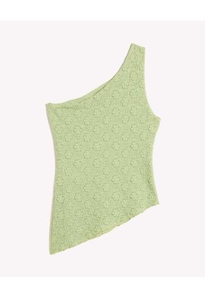 Camiseta Asimétrica Texturizada  Para Mujer Verde Seven Seven