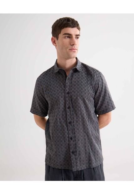 Camisa Para Hombre Manga Corta Sin Bolsillo Cuello Casual M Color Gris Marca Seven Seven #45012169