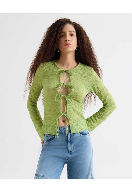 Camiseta Para Mujer Manga Larga Cuello Redondo Color Verde Marca Seven Seven #28096448