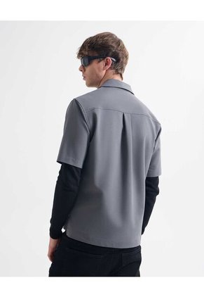Camisa Resort Oversize  Para Hombre Gris Seven Seven