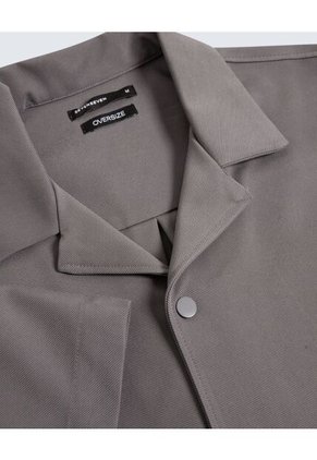 Camisa Resort Oversize  Para Hombre Gris Seven Seven