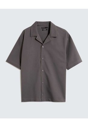 Camisa Resort Oversize  Para Hombre Gris Seven Seven