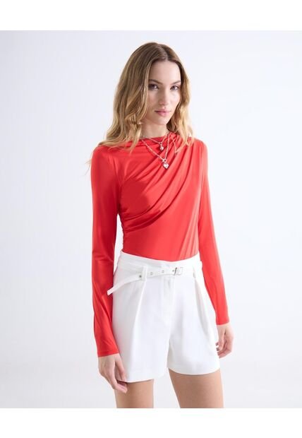 Camiseta  Para Mujer Manga Larga Cuello Alto Color Rojo Marca Seven Seven #28096525