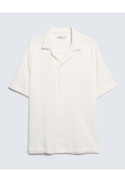 Camisa Para Hombre Manga Corta  Color Crema Marca Seven Seven #45012055