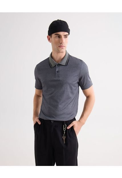 Polo Para Hombre Cuello Tejido Sin Bolsillo Color Gris Marca Seven Seven #45110904