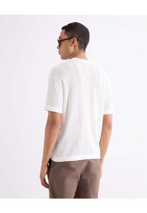 Camiseta Calada Tejida  Para Hombre Hueso Seven Seven