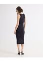 Vestido Midi Escote Redondo  Para Mujer Negro Seven Seven de Seven Seven