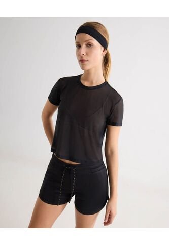 Camiseta Deportiva En Mesh  Para Mujer Negro Seven Seven Seven Seven