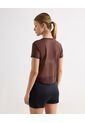 Camiseta Mesh Manga Corta  Para Mujer Café Seven Seven de Seven Seven