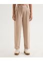 Pantalón Recto Con Pinzas  Para Mujer Beige Seven Seven de Seven Seven