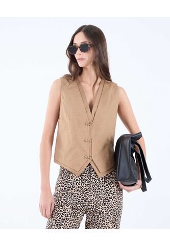 Chaleco Para Mujer  Color Camel Marca Seven Seven #28250119 Seven Seven