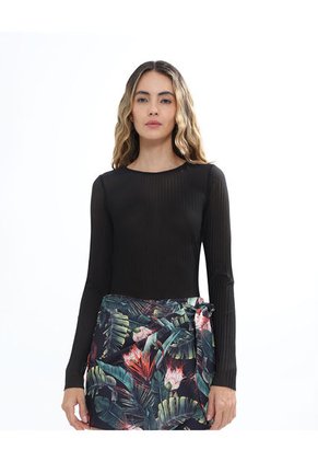 Camiseta Para Mujer Manga Larga Color Negro Marca Seven Seven #28095982