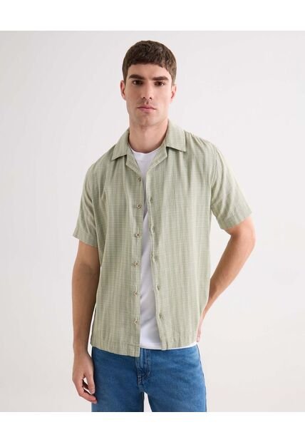 Camisa Resort Estampada  Para Hombre Verde Seven Seven